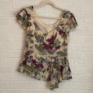 Nanette Lepore floral ruffle top